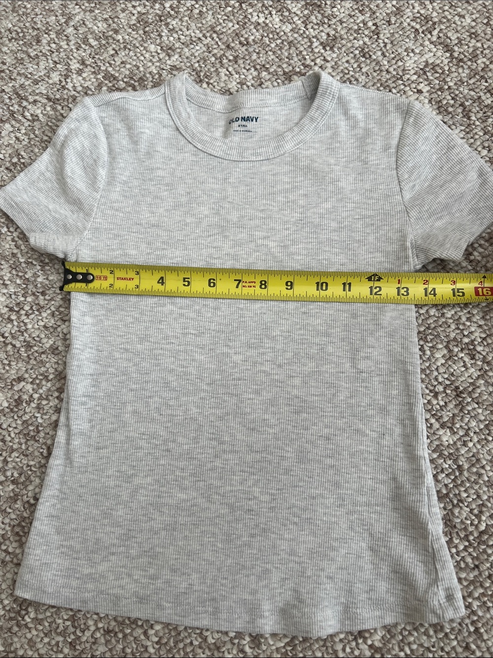 Old Navy Light Heather Gray Ribbed Short Sleeve Snug T-Shirt (S Tall) - Picture 7 of 8